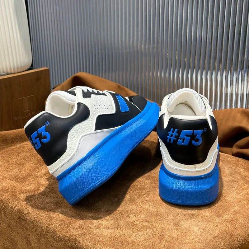 Handcrafted Men Leather Casual Shoes Oversized Unisex Fashion Platform Sneakers Oversized Man Office Shoes Women Flat Loafers
