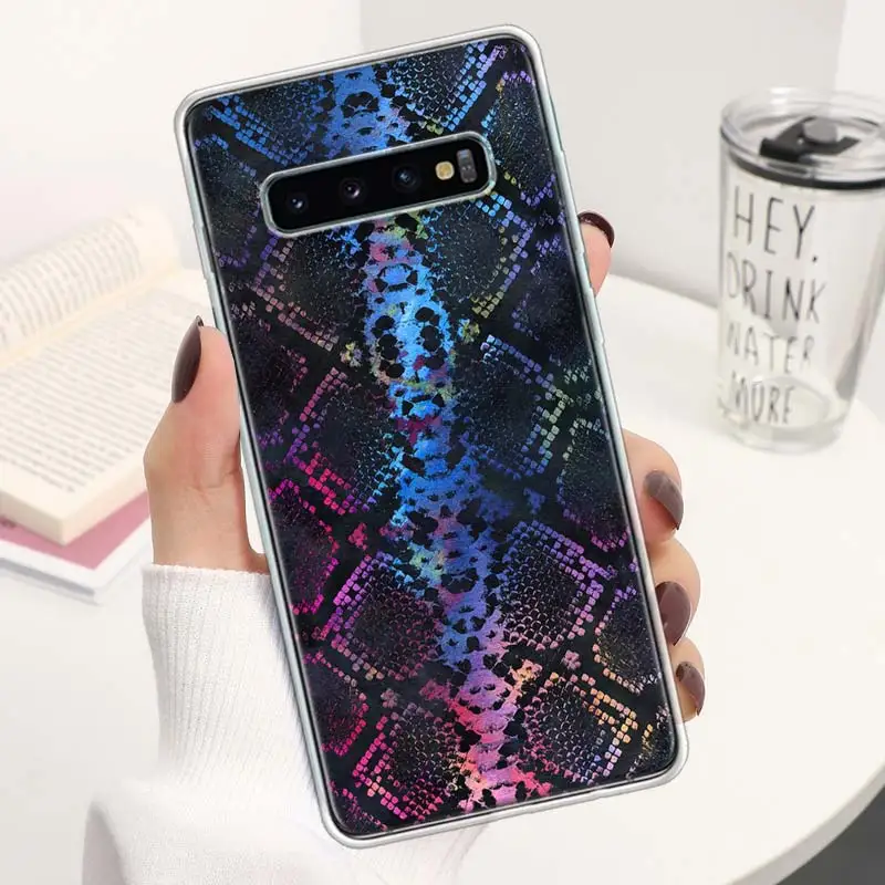 Pink Snake Skin Printing Drawing Coque Phone Case For Samsung Galaxy S24 S23 Ultra S22 S21 S20 FE S10 Plus S10E S9 S8 + Lite Sof