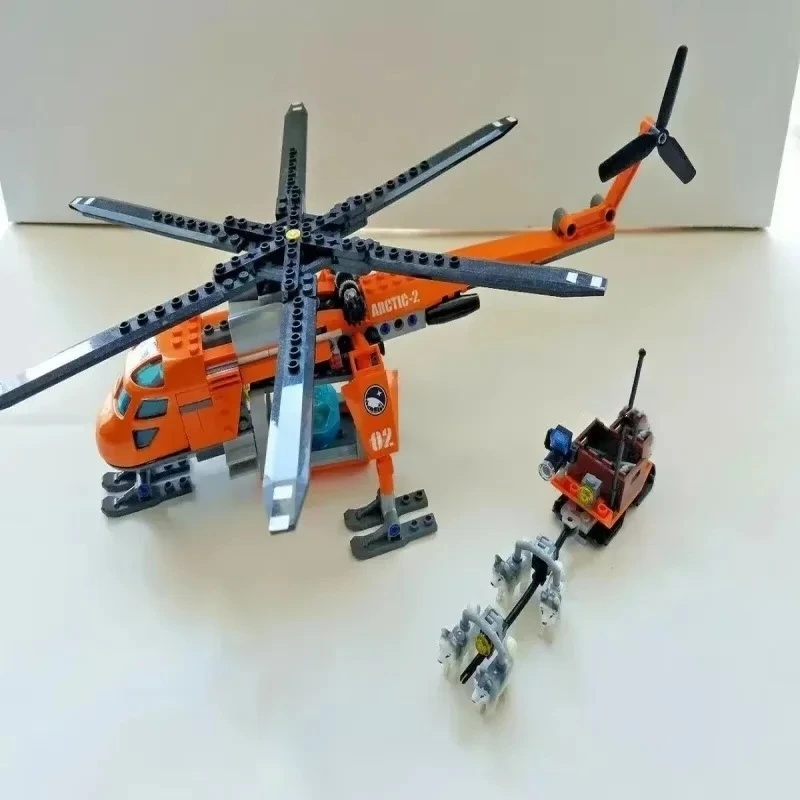 Compatible MOC Sets City Series Building Blocks Arctic Helicrane Aircraft Husky Dog Children's Toys Assembling Gifts 60034