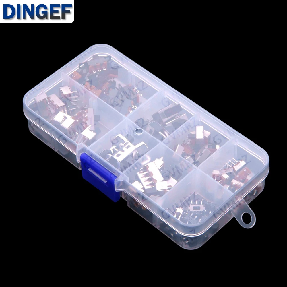 8Values ​​Toggle Switch 70PCS Single Row Straight Plug Miniature Power Supply 3-Pin Button Slide 2-Slot Toggle Knob 3P