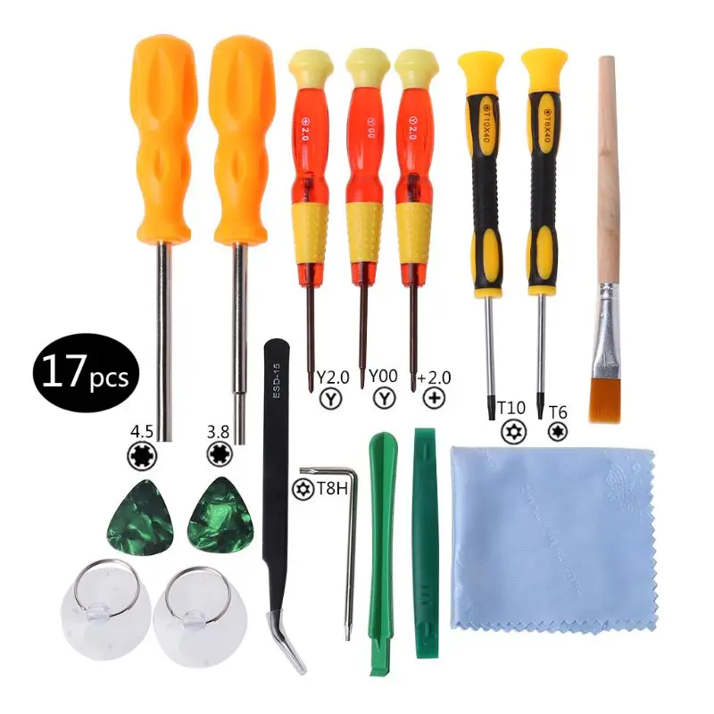 17Pcs/set Cross 3.8mm 4.5mm & T6 T10 T8H Screwdriver Set Game Console Open Repair Tool Kit for Switch Wii N64 GBC SNES NES GBA