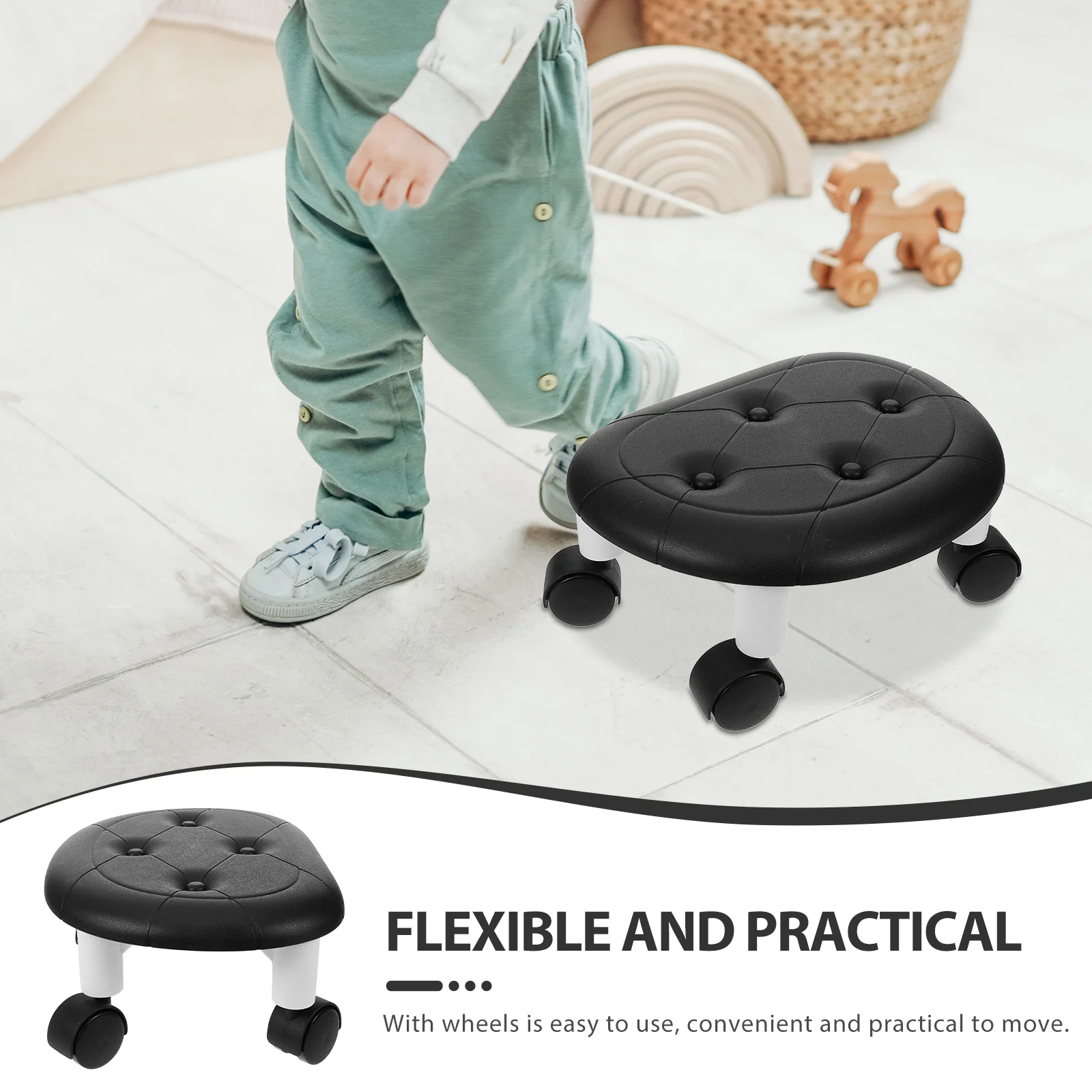 

Low With Wheels Swivel Rolling Step Stool For Adults Small Indoor Shoe Changing Foot Rest Bathroom Lightweight Wear