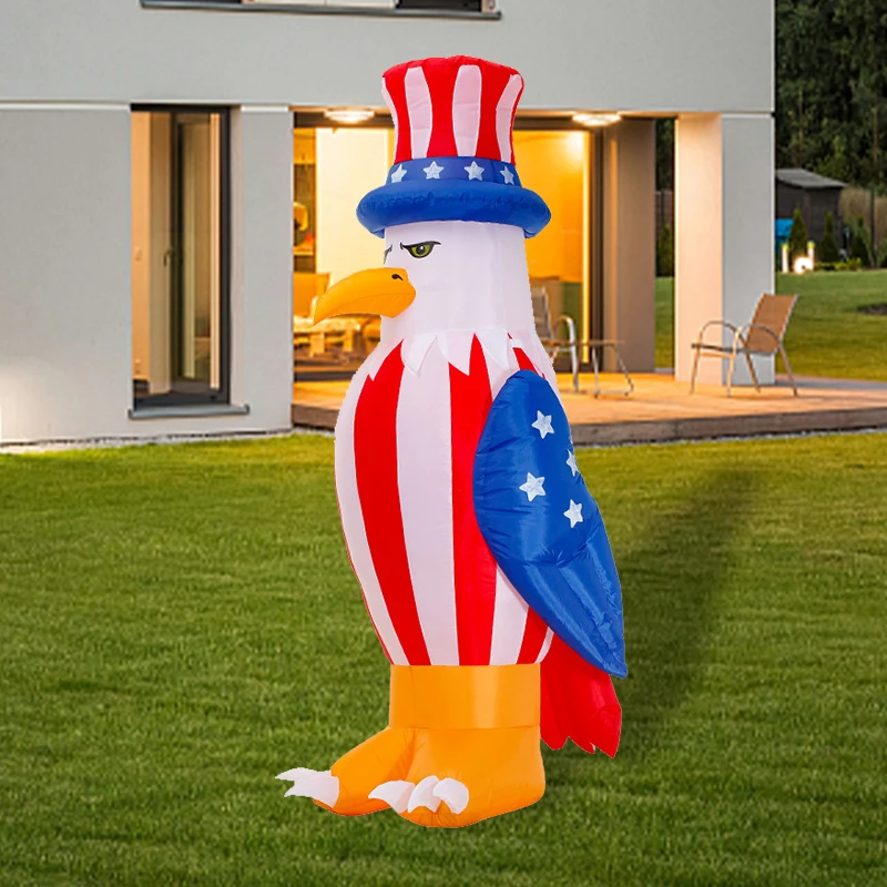 5.9 FT Patriotic Independence Day 4th of July Inflatable American Bald Eagle Lighted Blowup Party Decoration for Outdoor Indoor