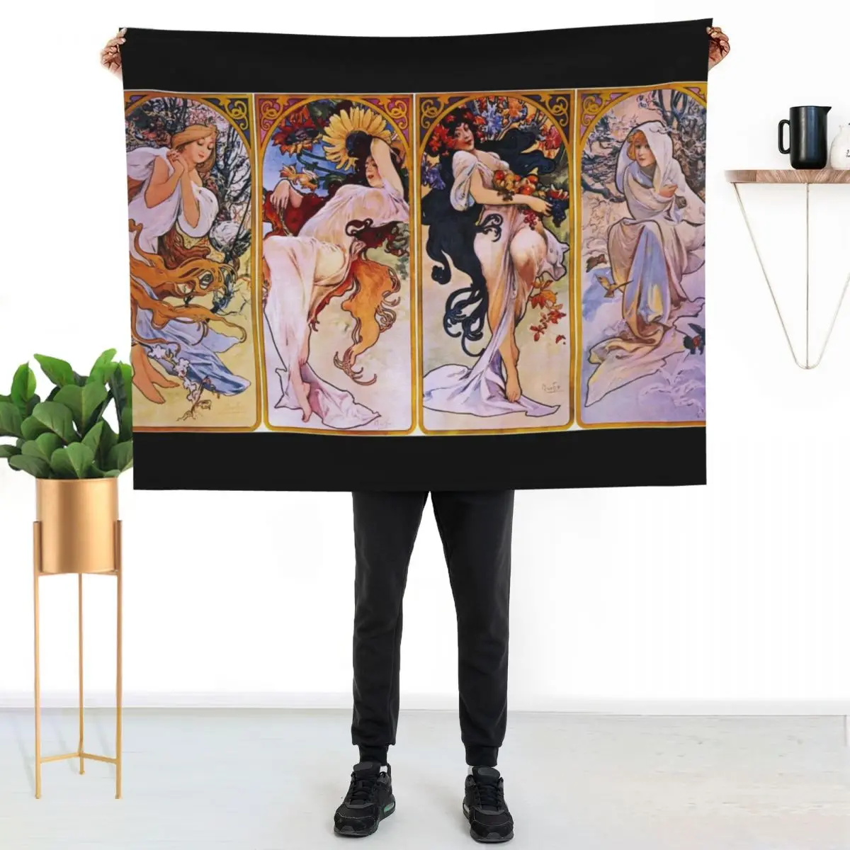Alphonse Mucha Throw Blanket Luxury Brand Picnic for winter Sleeping Bag Moving Flannel Fabric Blankets