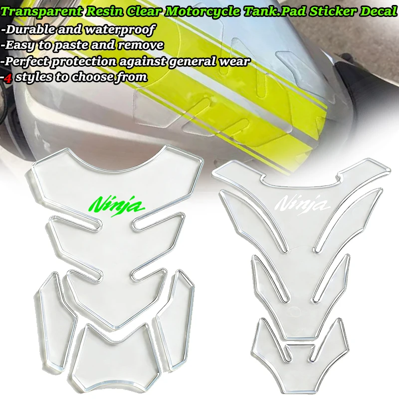 

Fit For NINJA 250 300 400 500 650 1000 ZX6R ZX10R 3D Transparent Resin Motorcycle Tank Pad Protector Decal Stickers Case