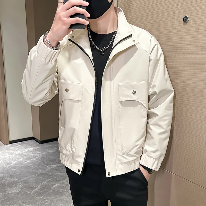 

Мужская однотонная куртка-карго, новинка 2024, весенне-осенняя уличная одежда, брендовый стиль, классическая повседневная куртка, удобная верхняя одежда