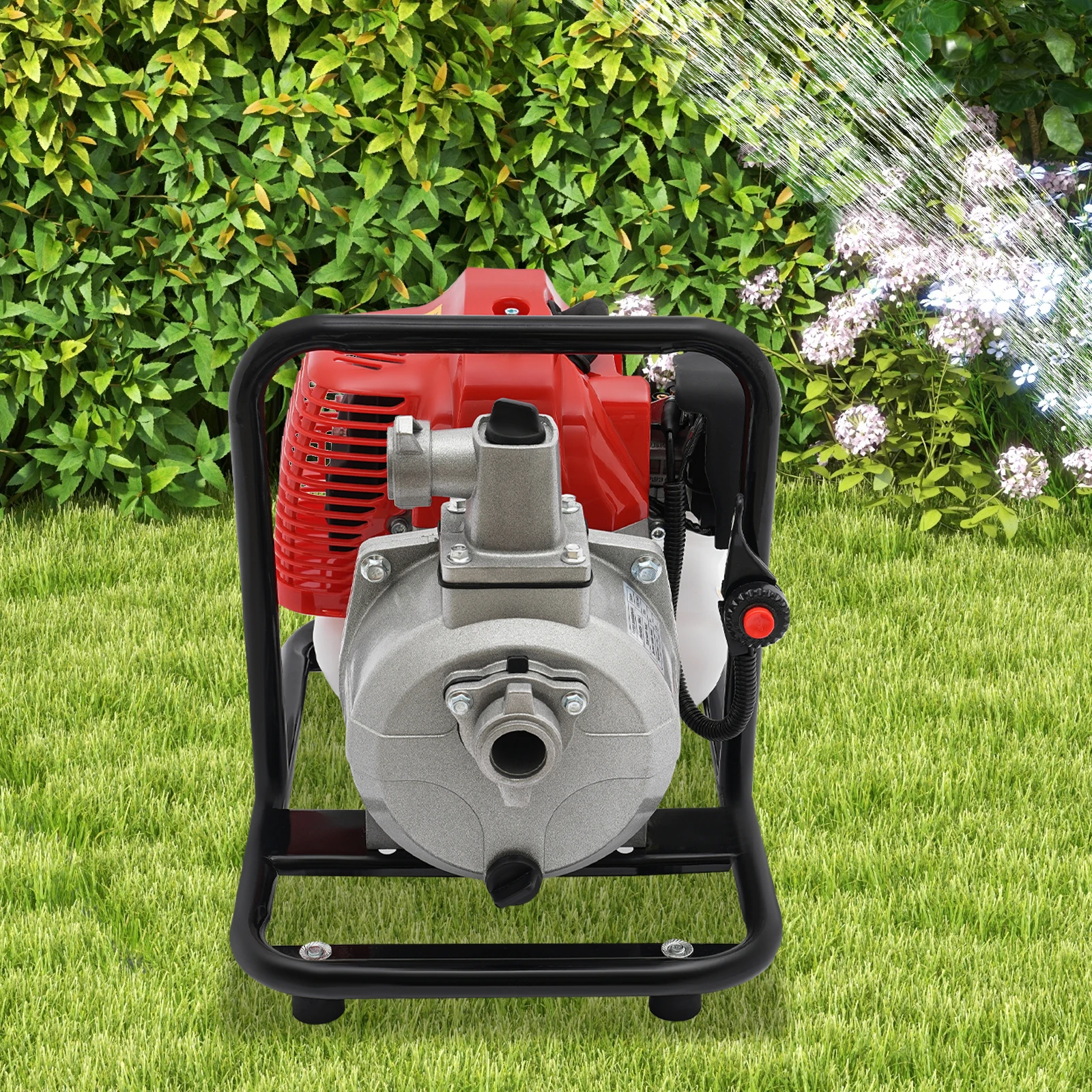 

Газовый бензиновый водяной насос, 1 дюйм, 2 такта, 1,7 л.с., бензиновый насос высокого давления для перекачки воды для ирригационного бассейна, ирригации для ландшафтного дизайна