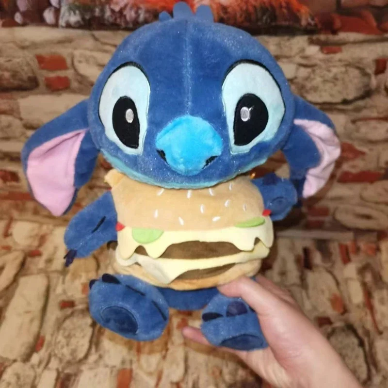 Disney Lilo & Stitch ตุ๊กตาตุ๊กตาหนานุ่มนางฟ้า, อนิเมะน่ารักคอสเพลย์แฮมเบอร์เกอร์ตุ๊กตานุ่มน่ารักของขวัญวันเกิดของเด็ก