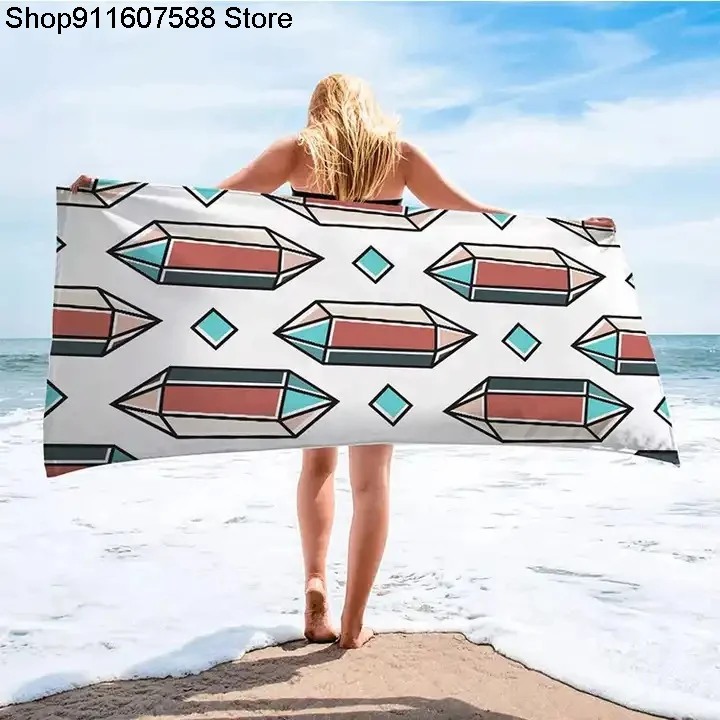 Simply Pattern Bath Towel 3D Printed Rectangular Sunscreen Blanket Beach Swimming Summer Quick Drying Towel For Kid Teens Adults