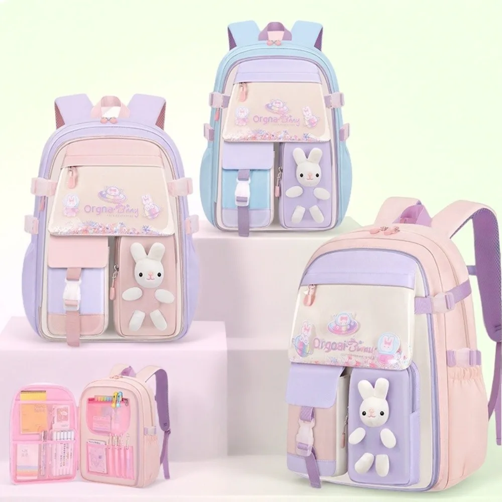 

Side-Open Rabbit Children Backpack Oxford Korean Style Shoulders Bag Commute Refrigerator Style Door Opening Student School Bag