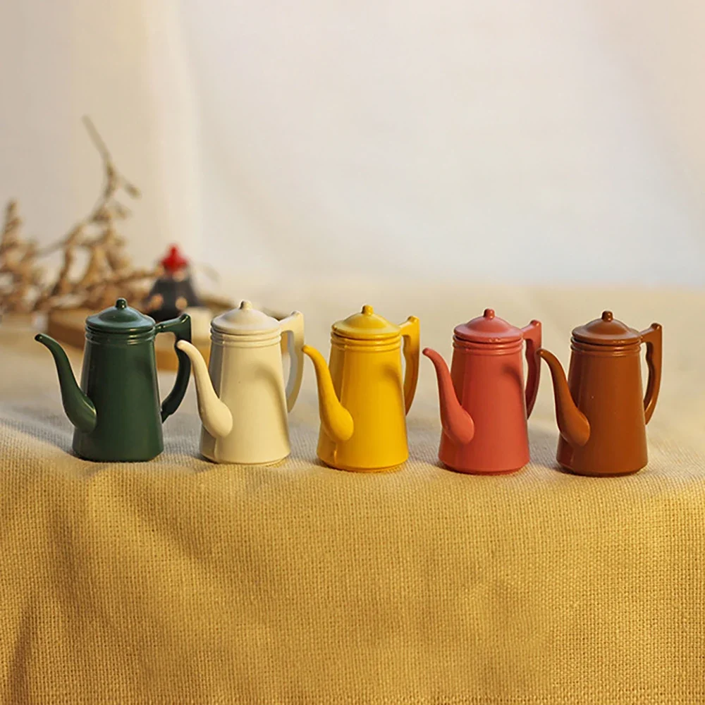 Accesorios en miniatura para casa de muñecas, Mini tetera de aleación, modelo de tetera, juguetes para decoración de casa de muñecas, 1/12