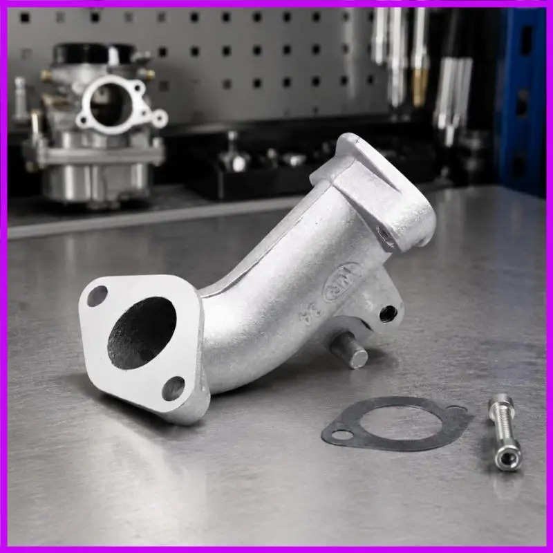 R9CC 22mm Motorcycle Carburetor Manifold for C50 C70 C90 AA01, Angled Replacement Connection with End Flanges