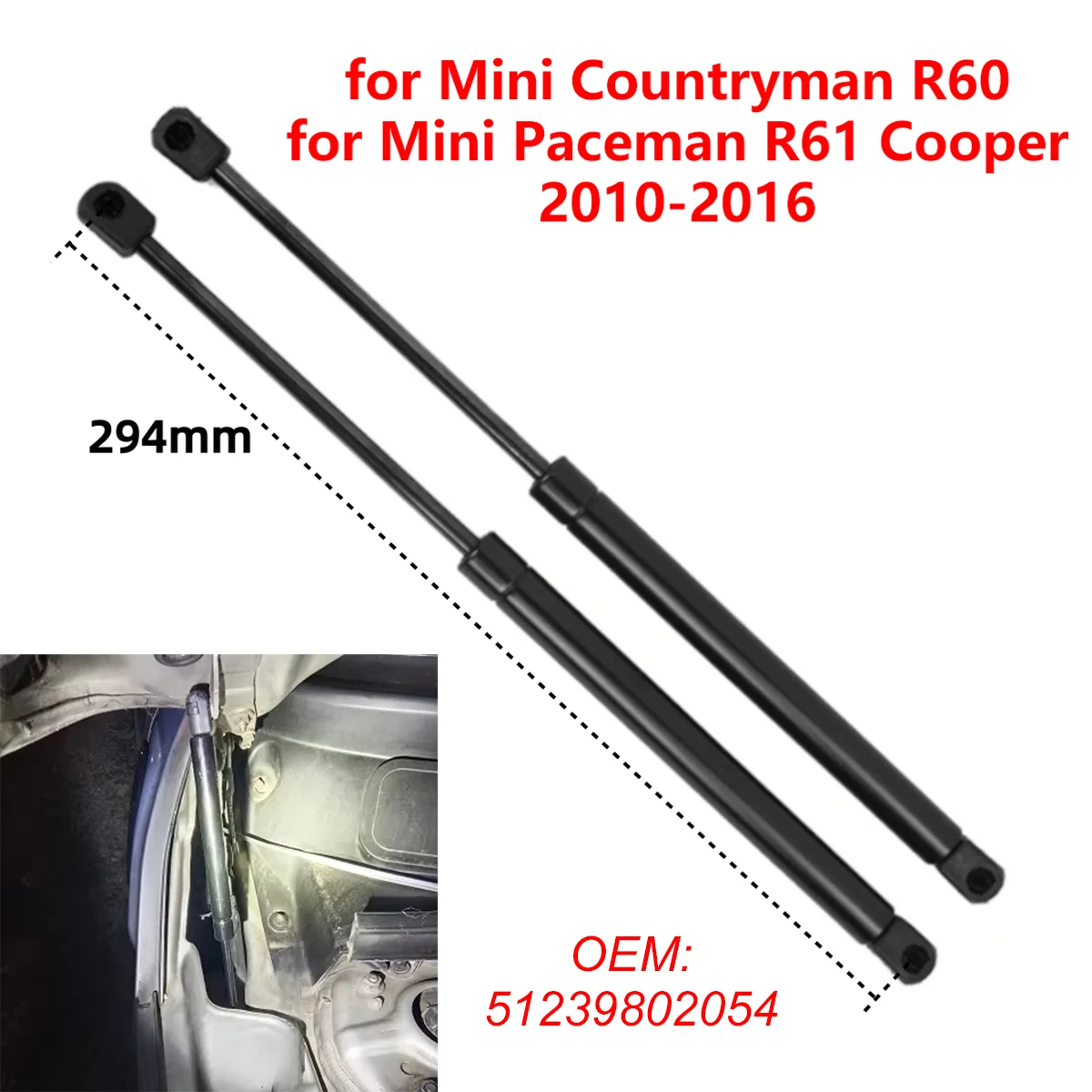 2 pièces 51239802054 pour Mini Countryman R60 Paceman R61 Cooper 2010-2016 capot de moteur avant de voiture entretoises à gaz tiges de Support de levage