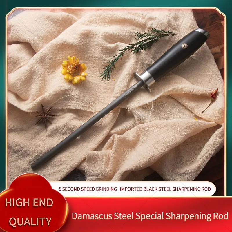 Damascus Handheld Black steel Knife Sharpener Sharpening Knife Household Commercial Kitchen Knife Sharpener Stick Kitchen Tools