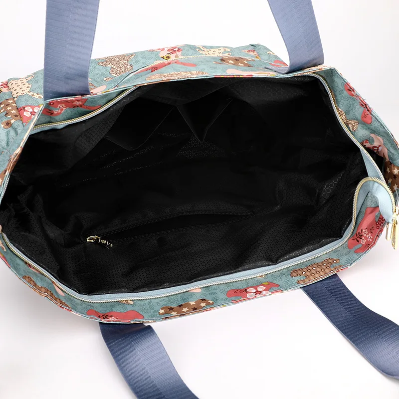 Bolsas impermeáveis com zíper de nylon para mulheres, sacola de grande capacidade, nova compradora, moda simples, estampada