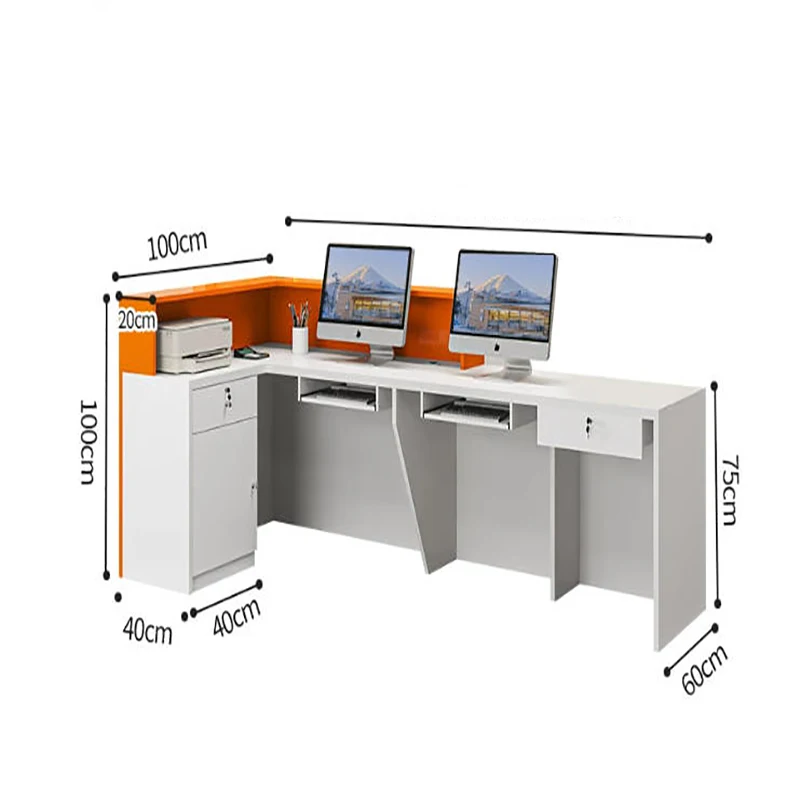 Trendy Display Reception Desk Modern Luxury Salon Beauty Office Reception Desk Storage Aesthetic Bancone Commercial Furniture