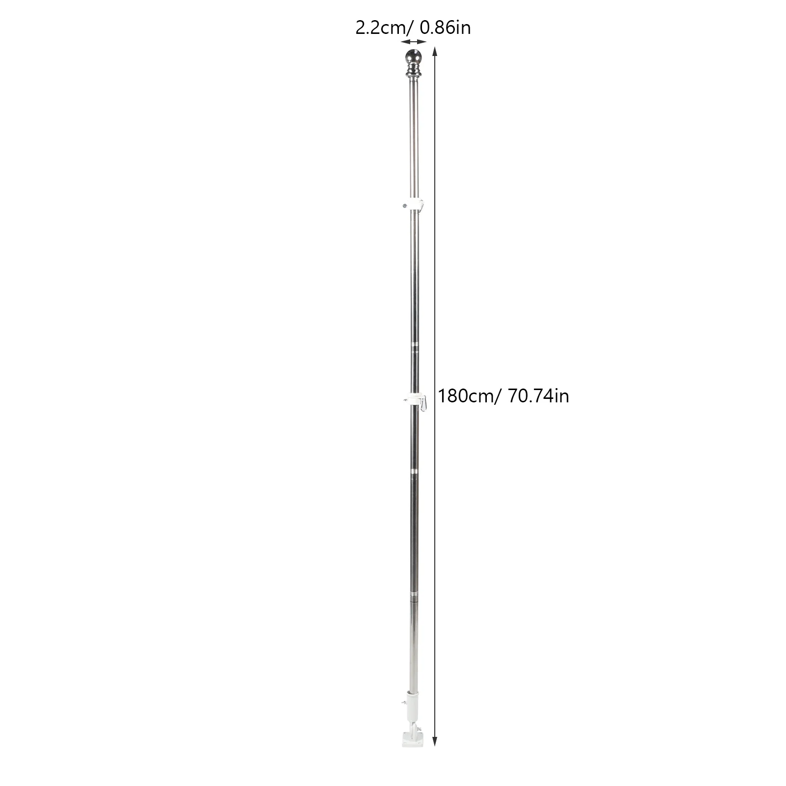 1 Set Five-Section Stainless Steel Flagpole Rotating Outdoor Garden Flag Pole Rustproof Metal Stand For Wall Roof Flagpole