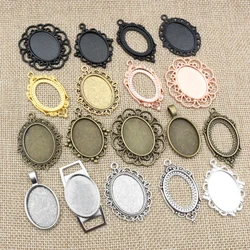 10pcs 18x25mm Inner Size Rhodium Antique Bronze Gold Silver Color Bracelet leather rope connection Cameo Cabochons Setting Tray