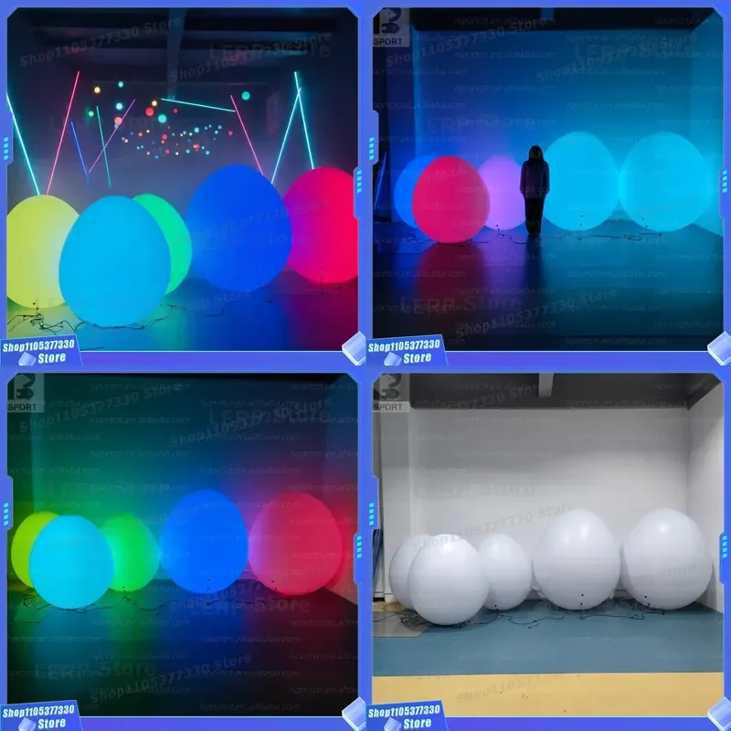 RGB Color Changing LED Inflatable Egg Ball Luminous Sphere for Easter Party Decoration Holiday Event Night Market Prop Light