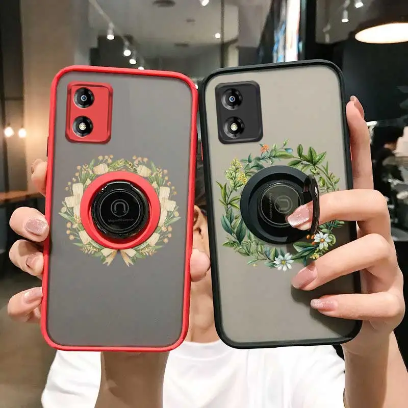 E13 Harvest Wreath Skin-feel Ring Phone Case For Motorola Moto E40 E32 E22i E22 E20 E13 E7Power E7iPower Cover