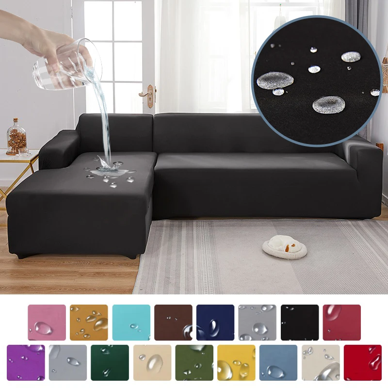 Waterpoof Elastic Corner Sofa Covers Solid Sofa Cover for Living Room L Shaped Corner Couch Cover for Sofa Couch Armchair