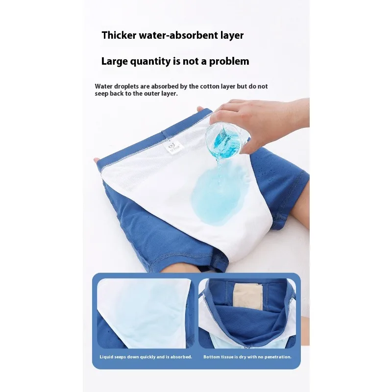 الرجال القطن مانعة للتسرب الملابس الداخلية المسنين السادة ماصة سلس البول سراويل داخلية للرجال مقاوم للماء مريحة قابل للغسل الملابس الداخلية #6