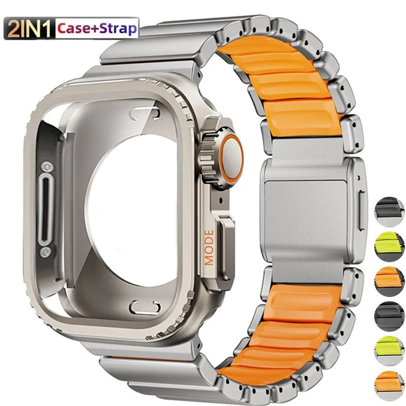 apple-watchバンド用チタンストラップ-メタルケース-ウルトラ3-2-1-49mm-46-45mm-44mm-合金シェルカバー-iwatchシリーズ11-10-9-8-7-se3対応