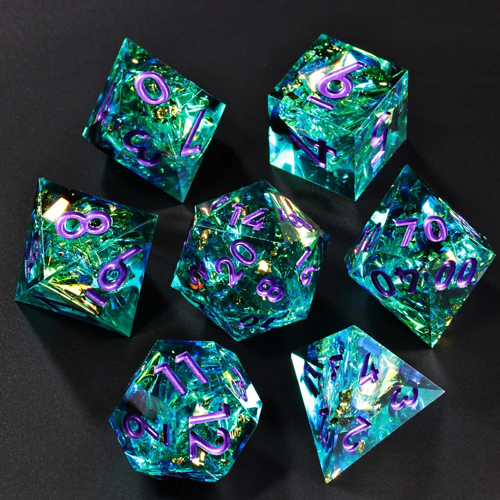 MINI PLANET Kickstarter Dice Colored Sapphire DND Dice Set Polyhedron Resin D20 Dice With Sharp Edges Desktop Game TRPG D&D Dice