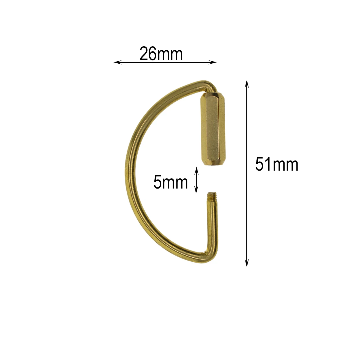 10 pcs 2 inch  solid brass D shapearch semicircle screw lock hook Carabiner Keyring Keychain EDC tool scrap booking biner