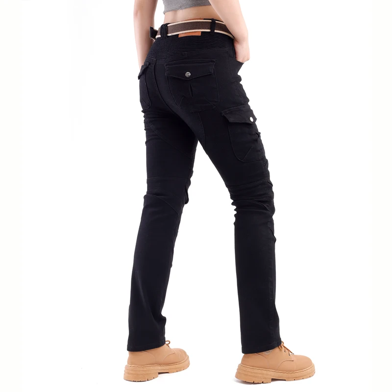 Women's Blue motorcycle jeans riding pants Safety Protection Motocross trousers with Armor pockets Armor Not included 06