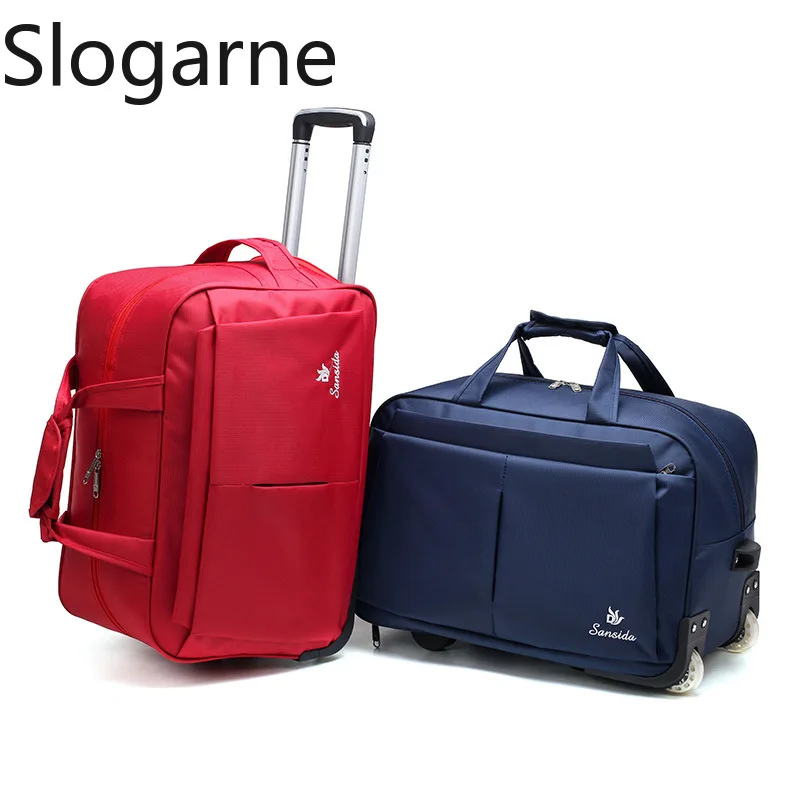 New Large Capacity Oxford Travel Bag Women Tie Rod Travel Duffels with Wheels Men Roll Luggage Bag Unisex Trolley Bags Suitacse