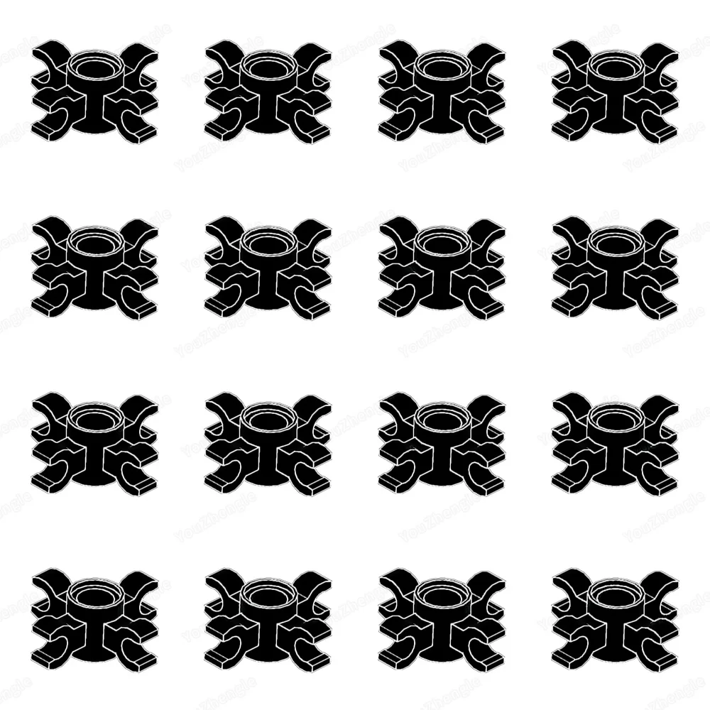 Connecteur à broche de bloc de construction rond avec 4 Clips (poignée horizontale), figurines MOC, paquet d'engrenages Mecha, pièces de modèle, jouets cadeaux DIY, 90202