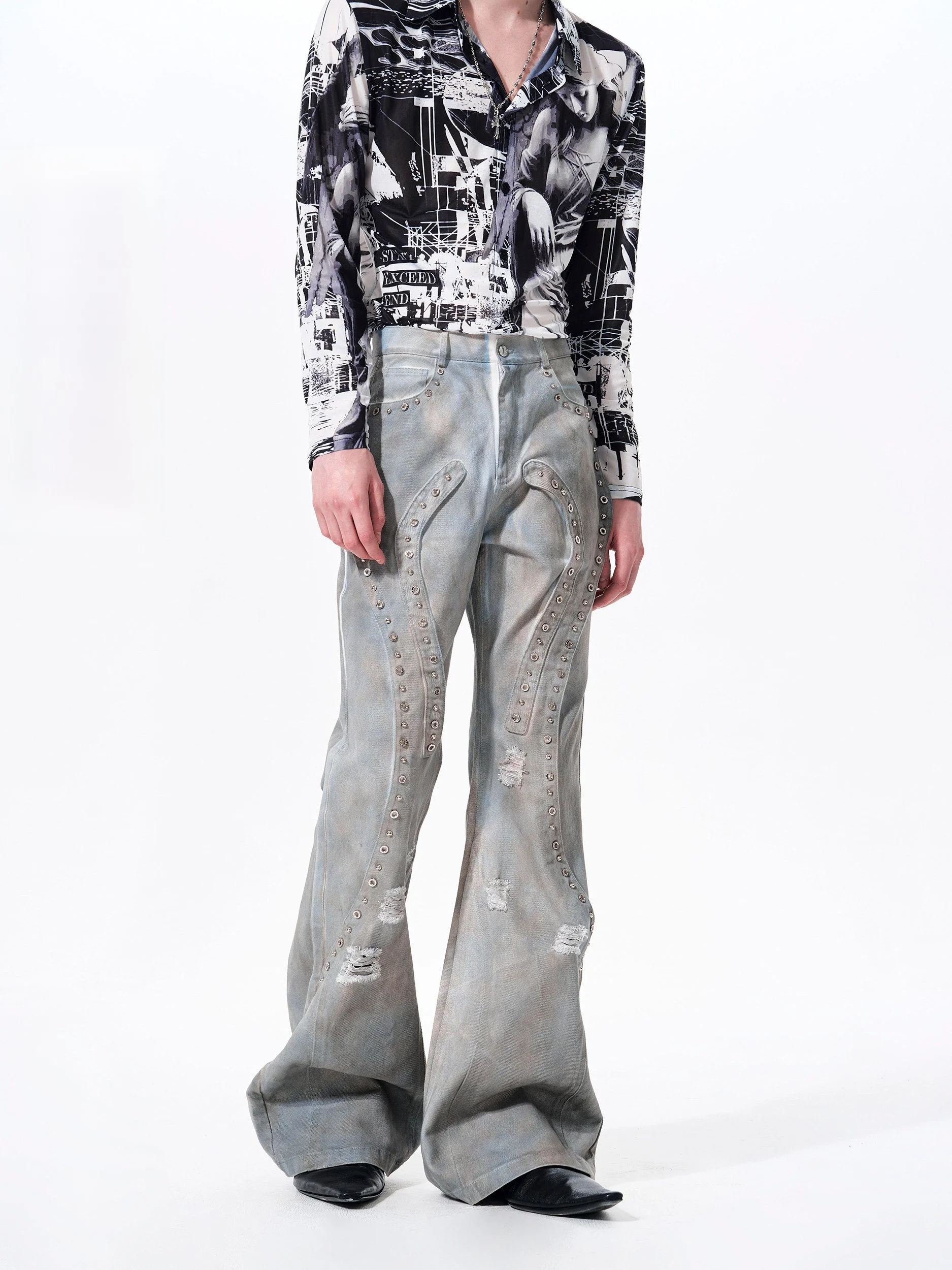 

See Men's Distressed Straight Leg Jeans Dyed Washed Vintage Style Fashionable Casual Cotton Pants mid Waist Zipper Fly