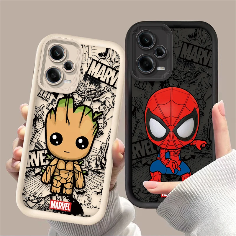 Custodia morbida Marvel Groot Spiderman per Xiaomi Redmi Note 13 14 12 11 Pro Plus 5G 12S 11S 10S 10 9 Redmi 14C 13C 12C 12 4G A3 A3X