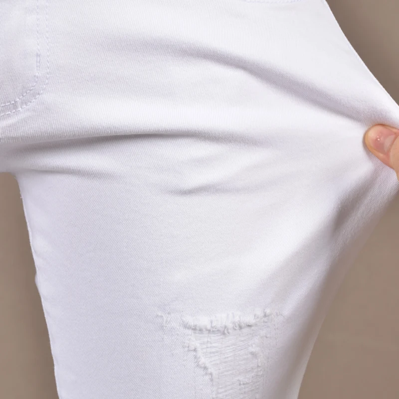 y2kFashionable new men's jeans stretch slim fit washed nostalgic white jeans hip-hop brand high-quality pants hombre