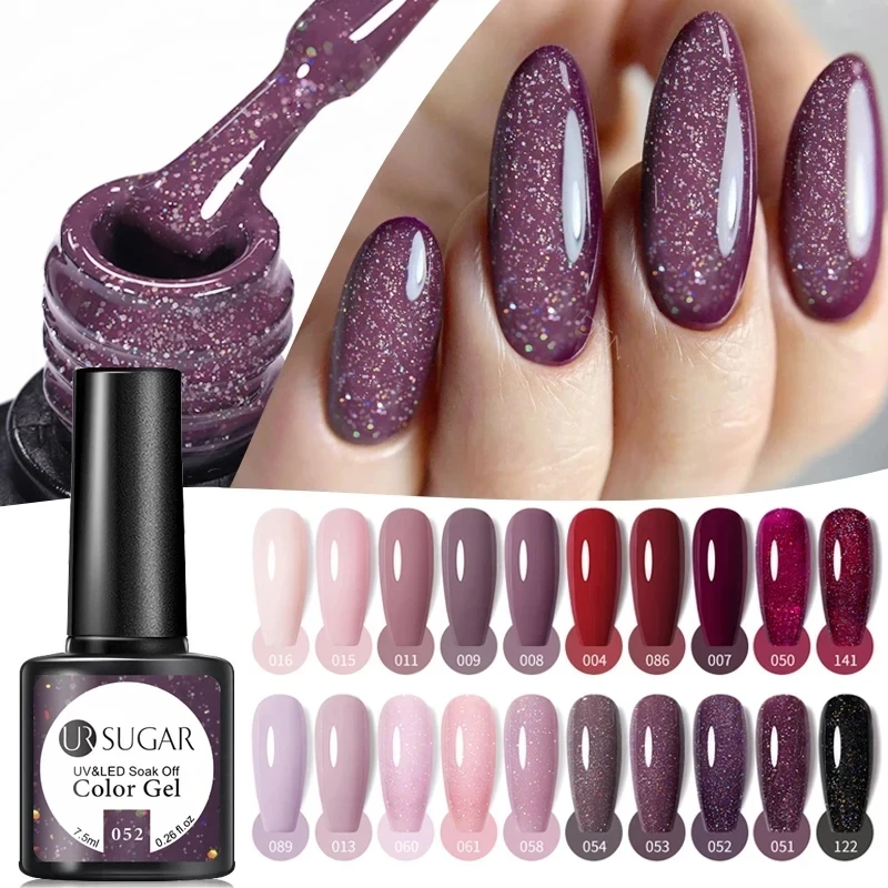 UR SUGAR 7/7.5ml Nude Glitter Color Nail Gel Polish Półtrwały lakier do paznokci Soak Off Nail Art Base Top Coat UV LED Gel Manicure