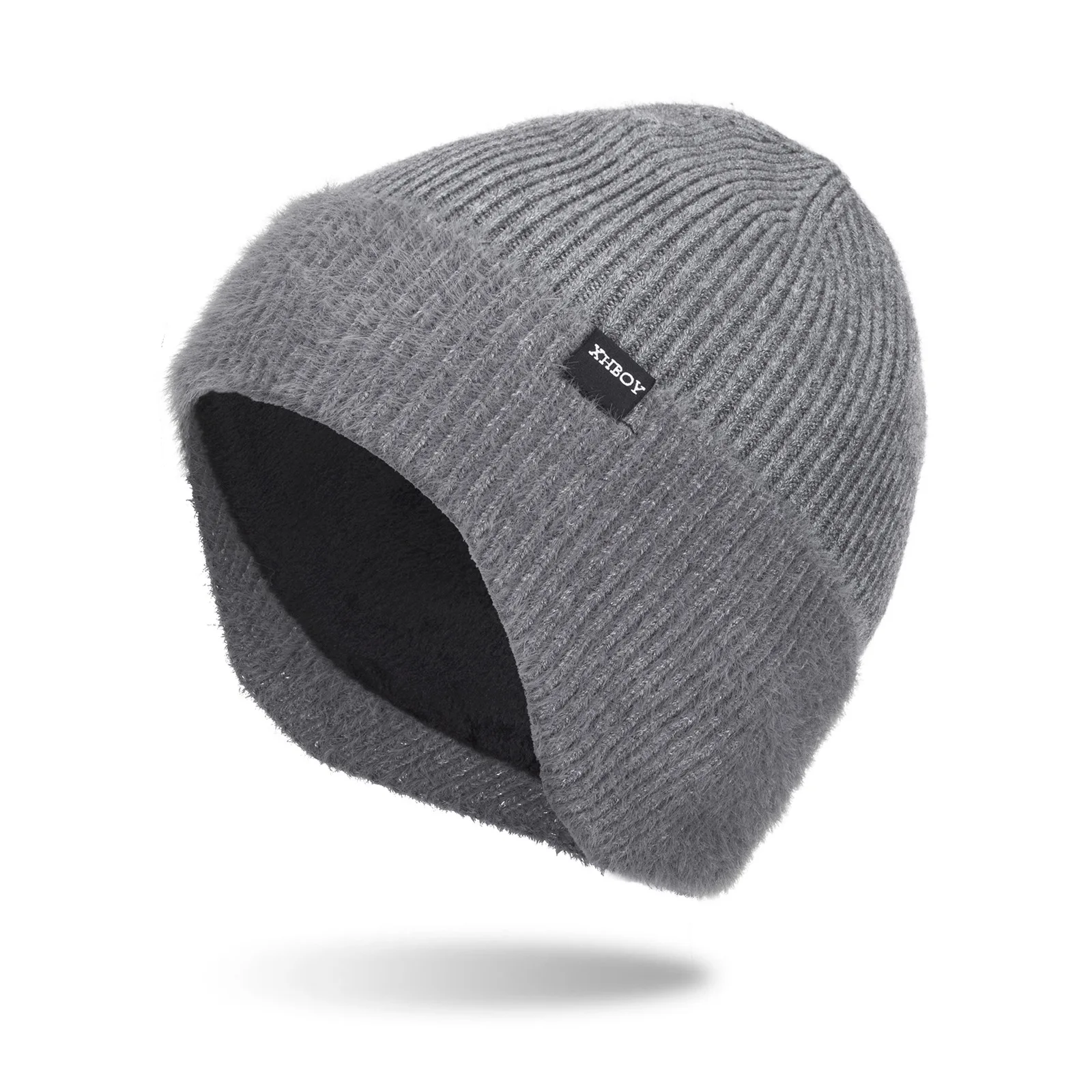 

Шапка-бини унисекс на меховой подкладке, зимняя теплая толстая мягкая эластичная шапка-ушанка, модный дизайн в полоску для мужчин, на открытом воздухе