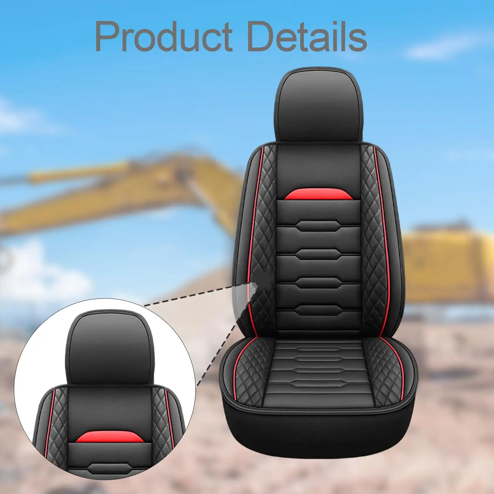 

Comfortable Excavator Seat Cover Wear Resistant PU Leather Construction Vehicle Seat Protector for Crane Loader Forklift