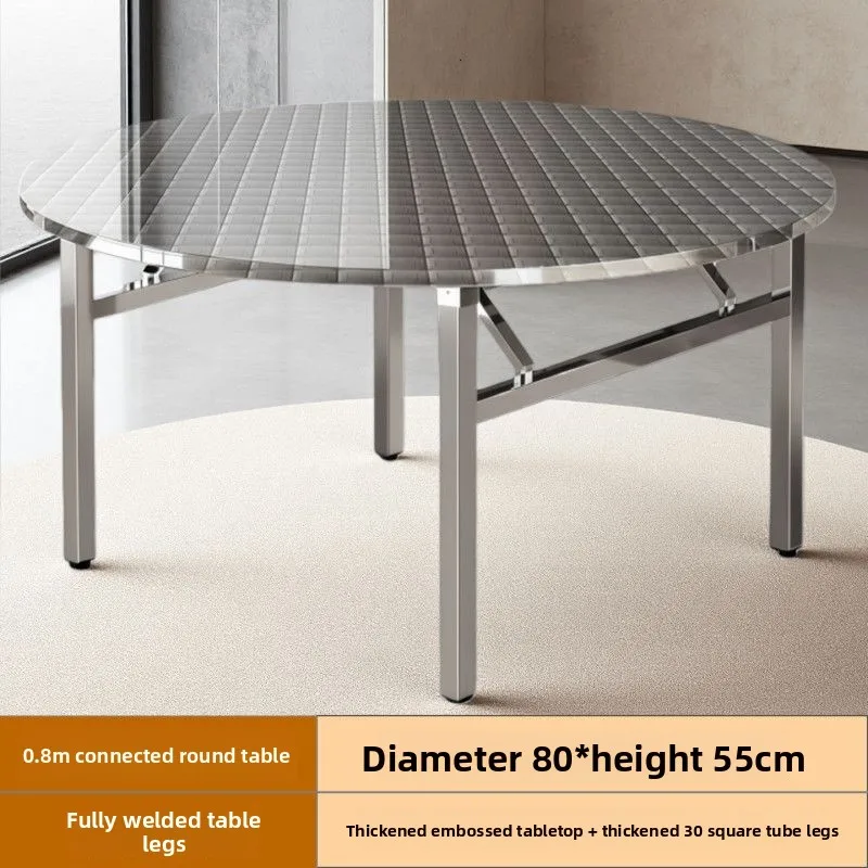 Stainless Steel Folding Furniture Round TablePortable FoldableDesk for OutdoorGarden Patio