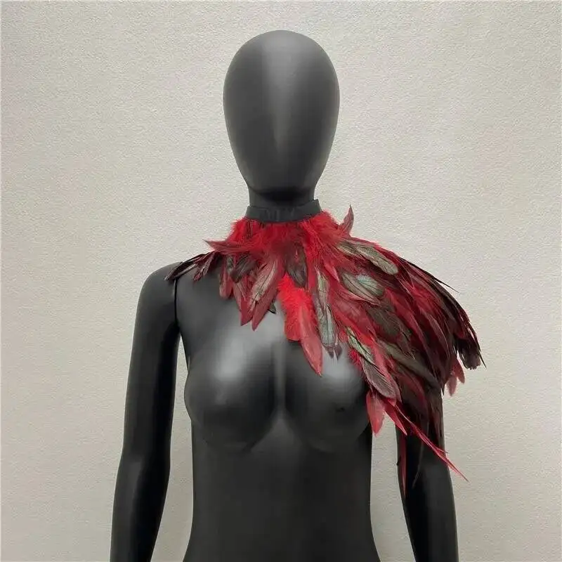 Y2k-chal de plumas para fiesta de boda, chales de Halloween, redecilla, vestido de estilo gótico para niños, capa, bufandas para el cuello para Cosplay, bufanda blanca para mujer