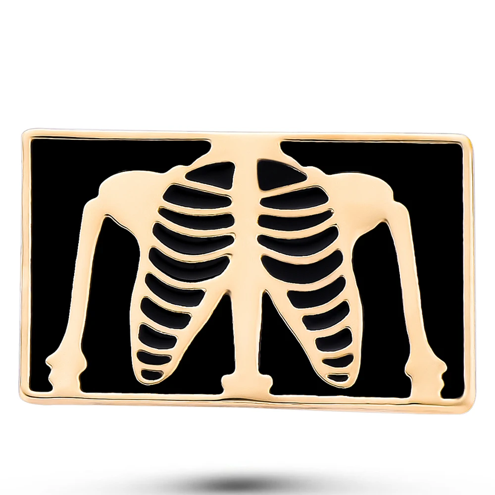 Bone Enamel Brooch Anatomy Gold Sternum Rib Creative Jewelry Lapel Jacket Accessory Pin Orthopedic Surgeon