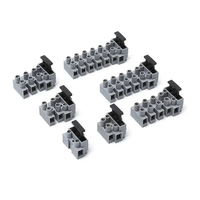 5 Pcs 1/2/3/4/5/6/7 Pole 10mm Pitch 5x20mm Fuse Terminal Block Gray