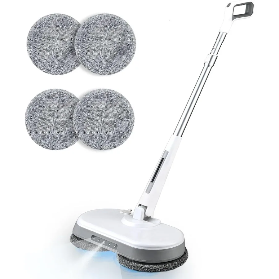 

Cordless Electric Mop Dual Motor Powerful Spin Mop with 2600 mAh Rechargeable Battery Floor Polisher Featuring LED Light and Ad