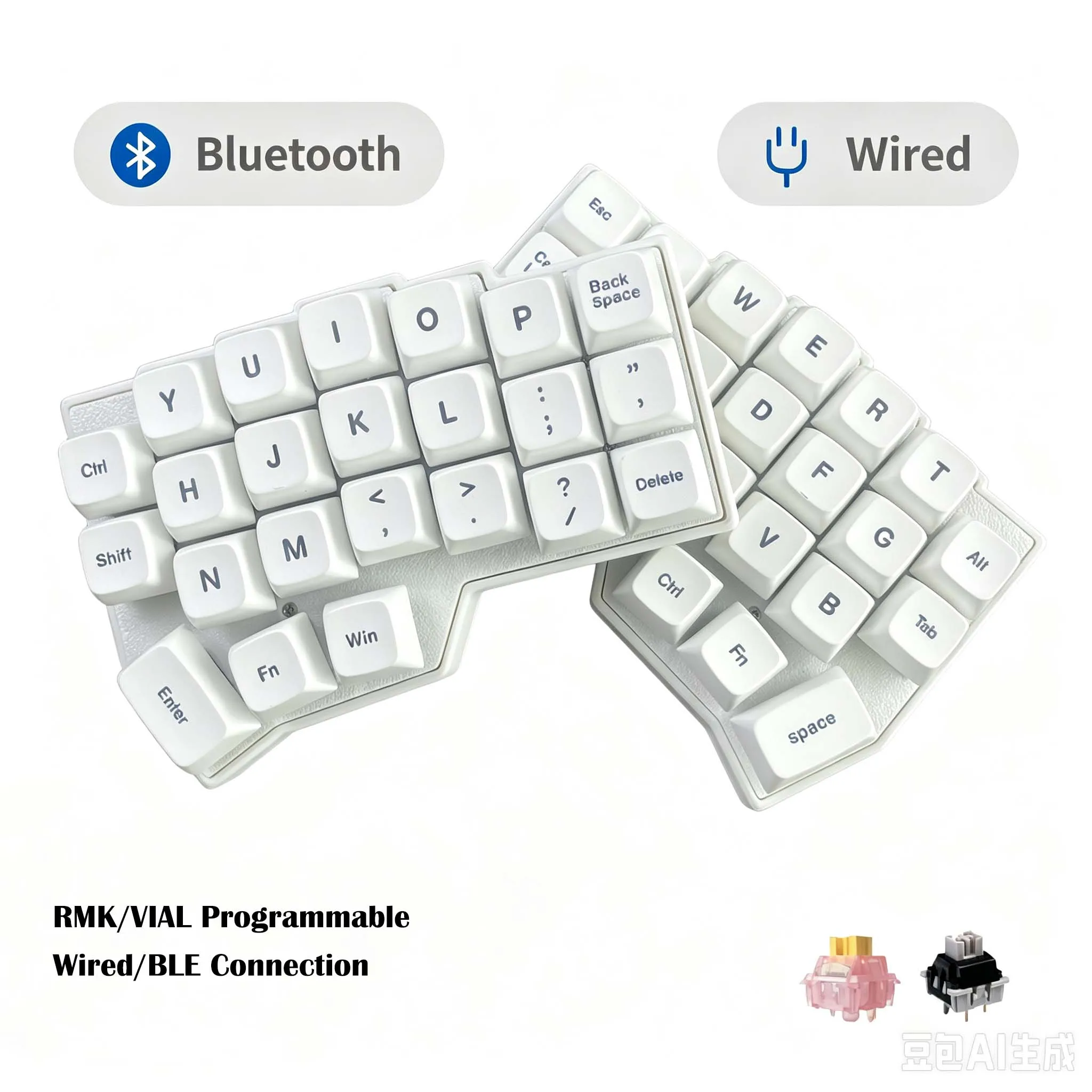 Corne 46-key Split Ergonomic Mechanical Keyboard Bluetooth Wired Dual Mode, Hot Swappable, Support RMK VIAL Programmable