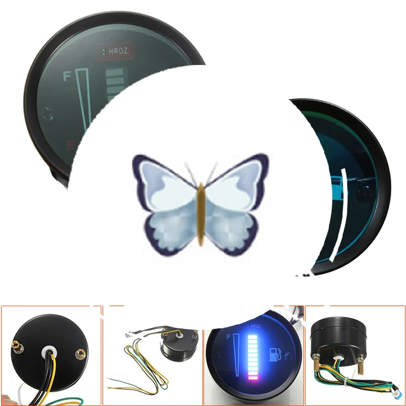 12 فولت/24 فولت العالمي 52 مللي متر سيارة دراجة نارية مستوى الوقود متر مقياس 8 LED ضوء العرض