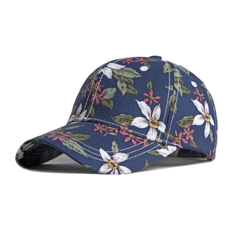 

New Oil-Painting Baseball Cap for Women Flower Printing Breathable Summer Sun Hat Magic Tape Adjustable Casual Outdoor Sport Cap