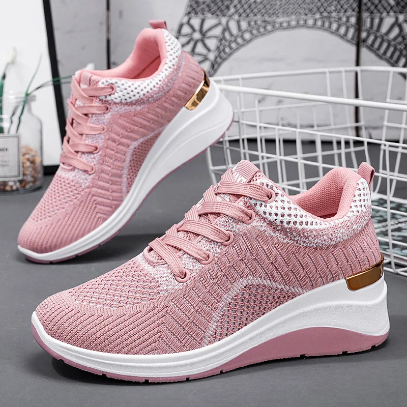 Female Casual Shoes Thick Sole Platform Women Leisure Shoes Knitted Breathable Sneakers Ladies Fashion Sport Shoe Girls Footwear