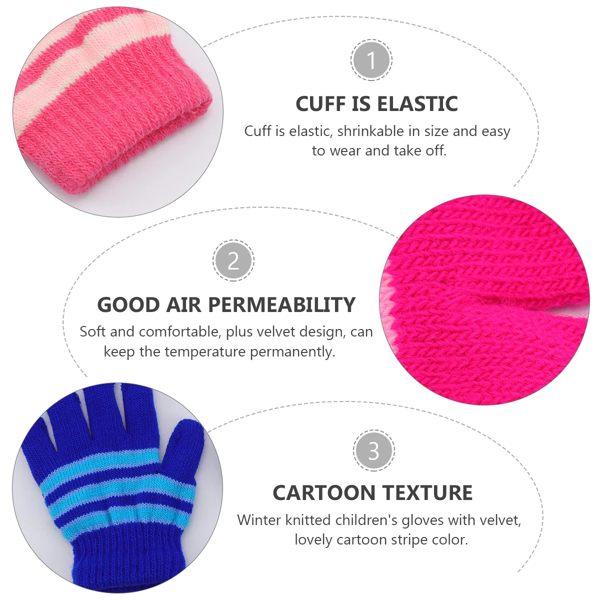 

Children'S Winter Warm Gloves Knitted Full Finger Lightweight Stretch Mittens For Kids Easy Carry Comfortable Eco Friendly