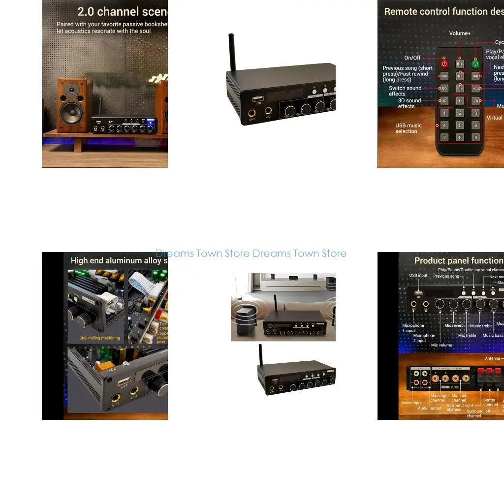 

HX6A Digital Power Amplifier Sound 2.0/5.0/5.1 Channel Bluetooth-compatible Aluminum