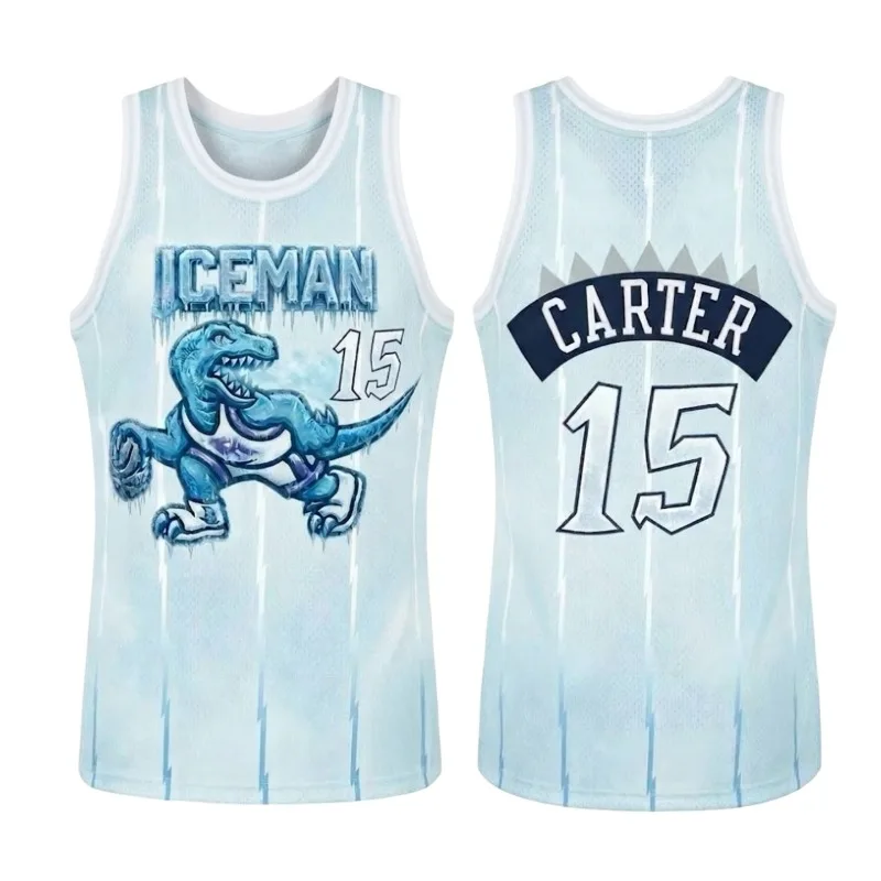 Unisex ICEMAN Ice Dragon Carter 15 Themed Retro Basketball Jersey Breathable Quick-Dry Sports Tank Top for Fans Family Kids Tees